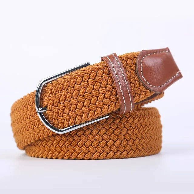 Olvoria | Men's Braided Elastic Belt with Metal Buckle