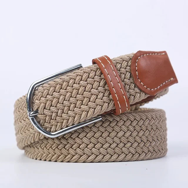 Olvoria | Men's Braided Elastic Belt with Metal Buckle