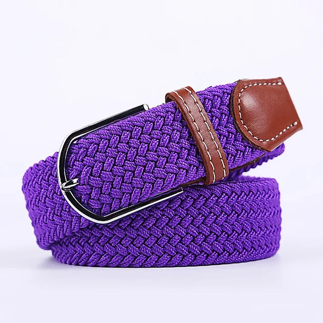 Olvoria | Men's Braided Elastic Belt with Metal Buckle