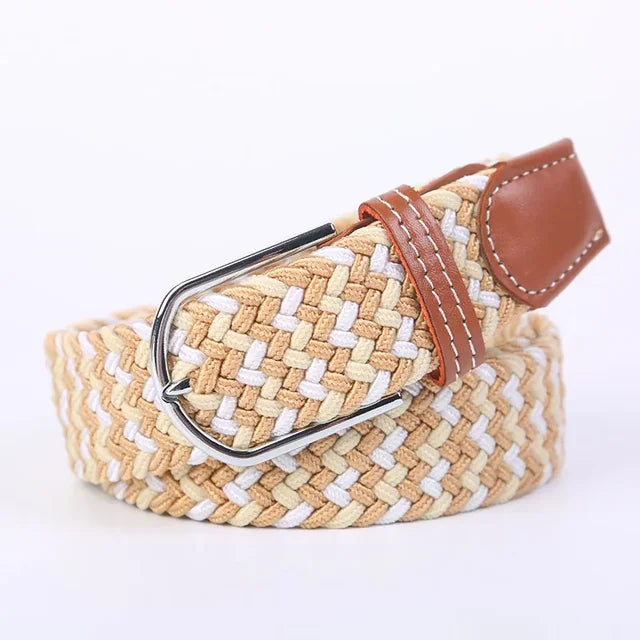 Olvoria | Men's Braided Elastic Belt with Metal Buckle