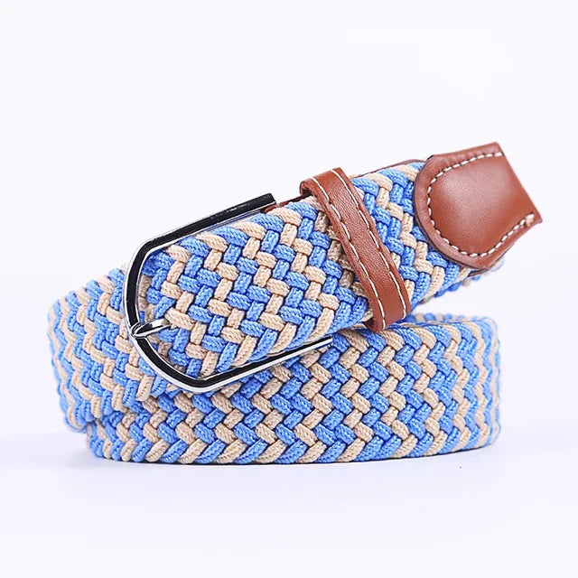 Olvoria | Men's Braided Elastic Belt with Metal Buckle