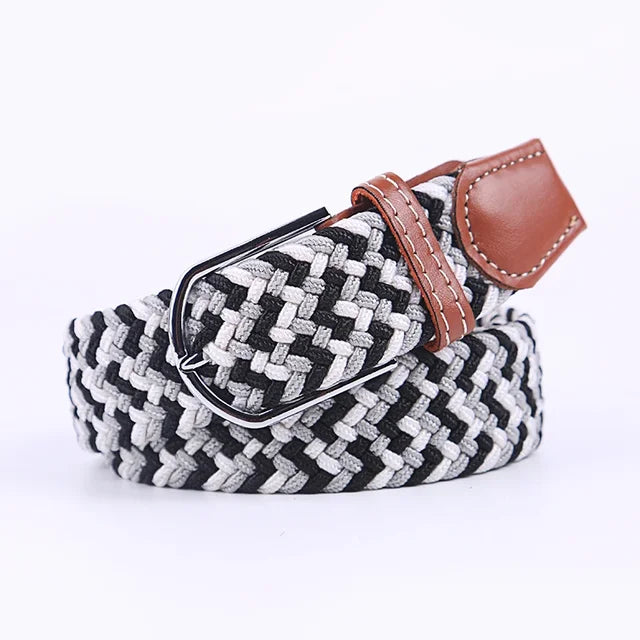 Olvoria | Men's Braided Elastic Belt with Metal Buckle