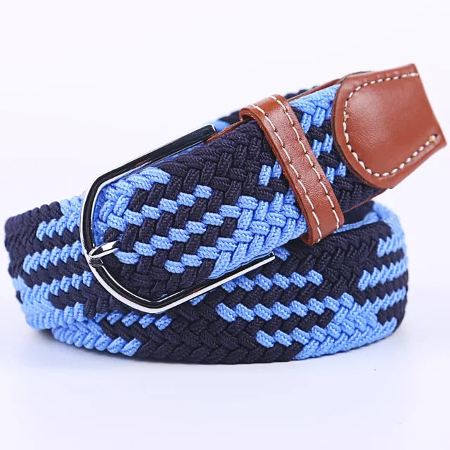 Olvoria | Men's Braided Elastic Belt with Metal Buckle