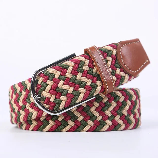 Olvoria | Men's Braided Elastic Belt with Metal Buckle