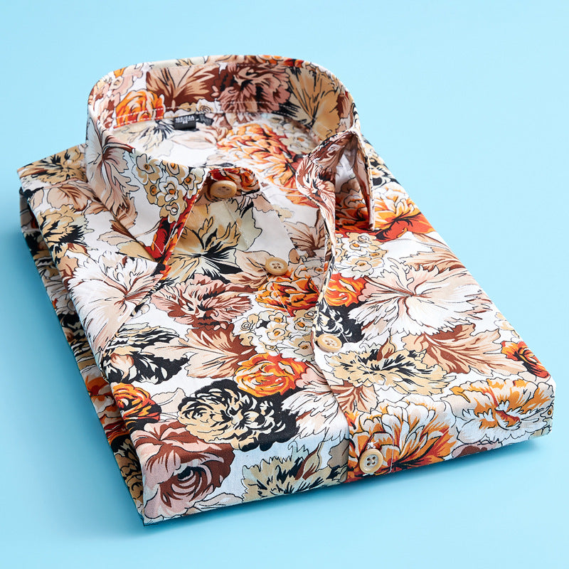 Olvoria | Men's Button-Up Floral Shirt