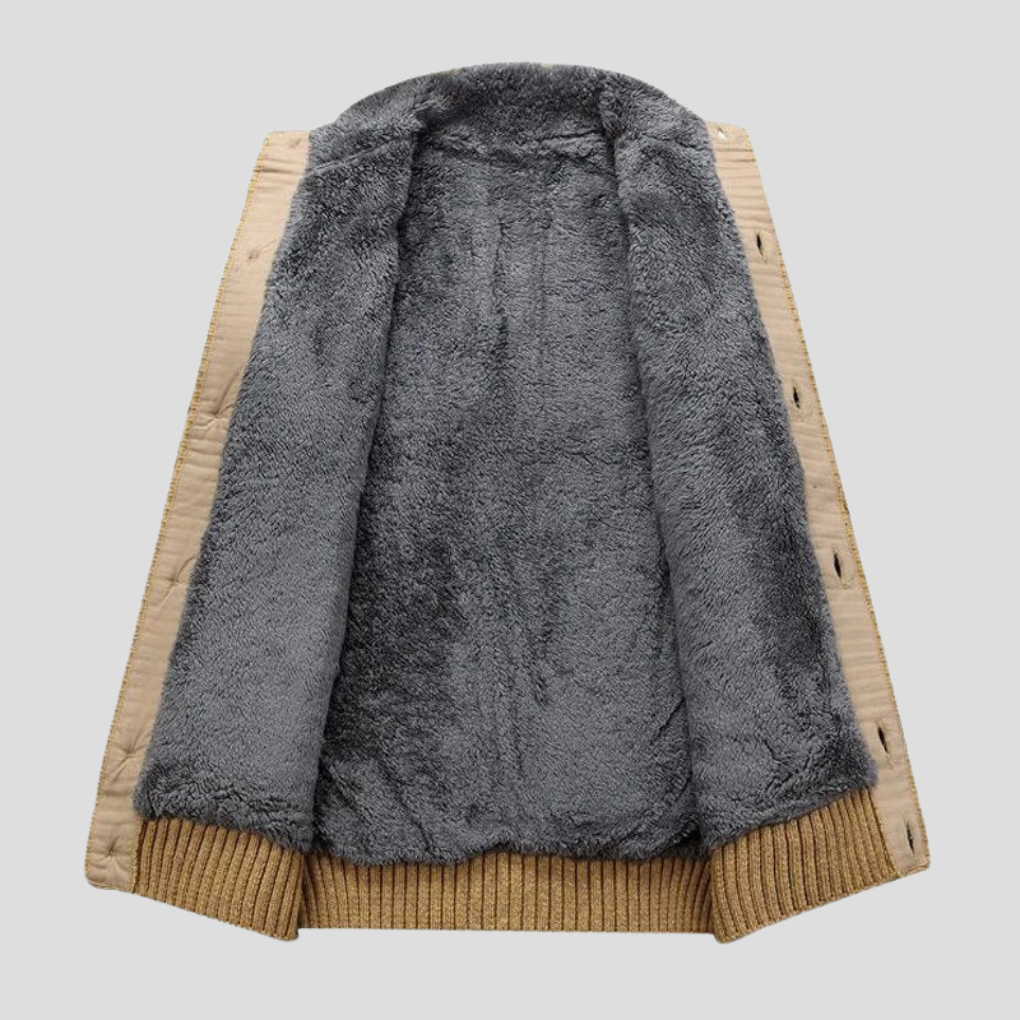 Olvoria | Men's Cable Knit Cardigan with Plush Lining