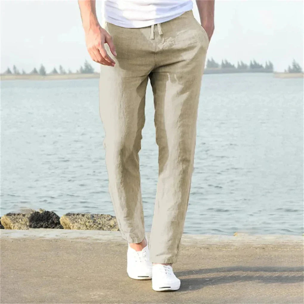 Olvoria | Men's Casual Drawstring Trousers with Straight Leg Fit