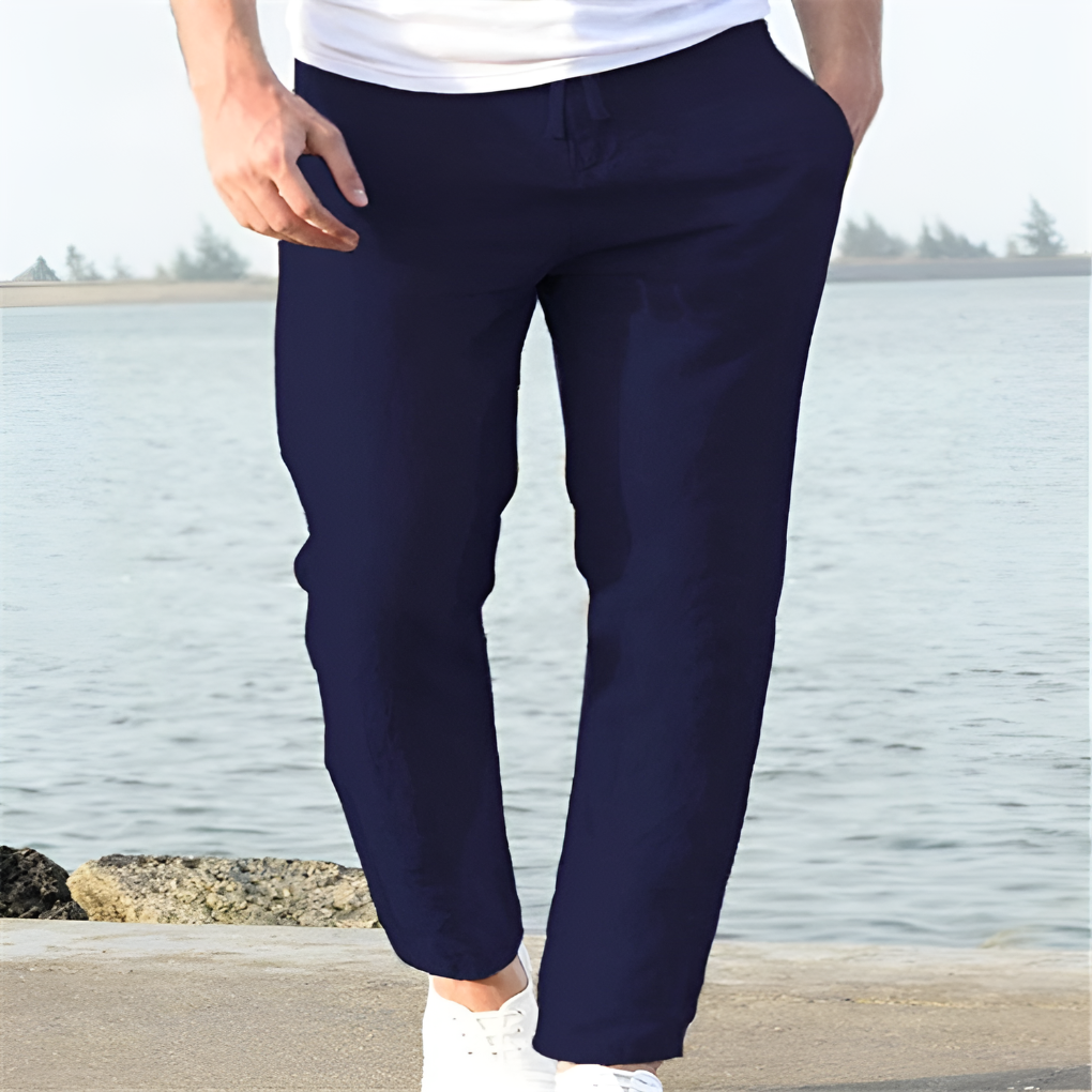 Olvoria | Men's Casual Drawstring Trousers with Straight Leg Fit
