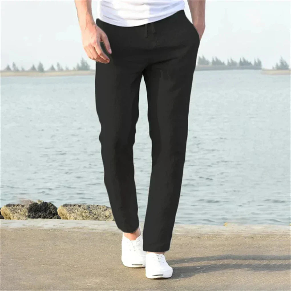 Olvoria | Men's Casual Drawstring Trousers with Straight Leg Fit
