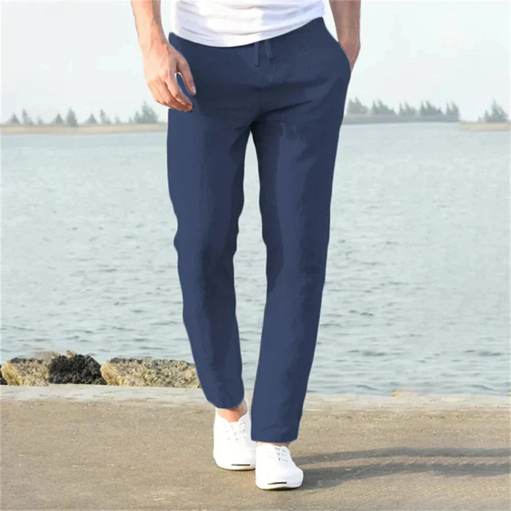 Olvoria | Men's Casual Drawstring Trousers with Straight Leg Fit