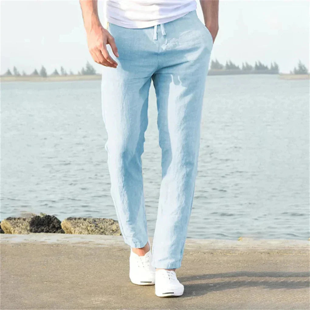 Olvoria | Men's Casual Drawstring Trousers with Straight Leg Fit
