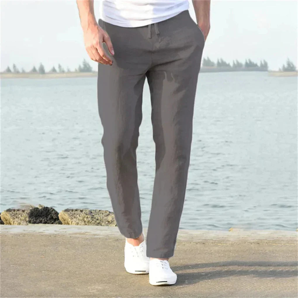 Olvoria | Men's Casual Drawstring Trousers with Straight Leg Fit
