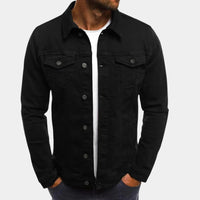 Olvoria | Veste en jean classique pour homme avec fermeture à boutons