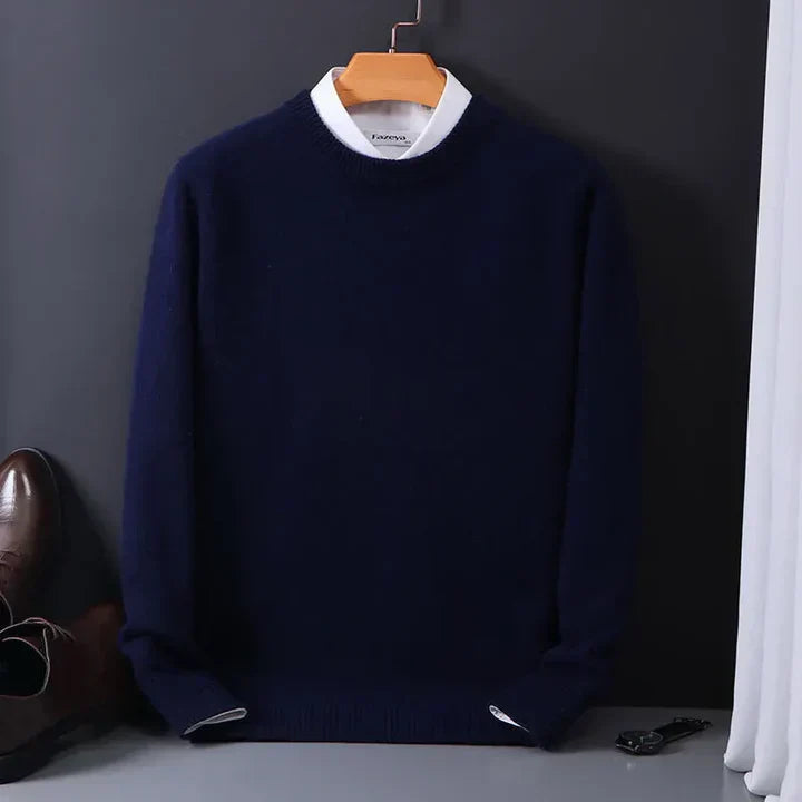 Olvoria | Men's Crewneck Sweater with Ribbed Cuffs