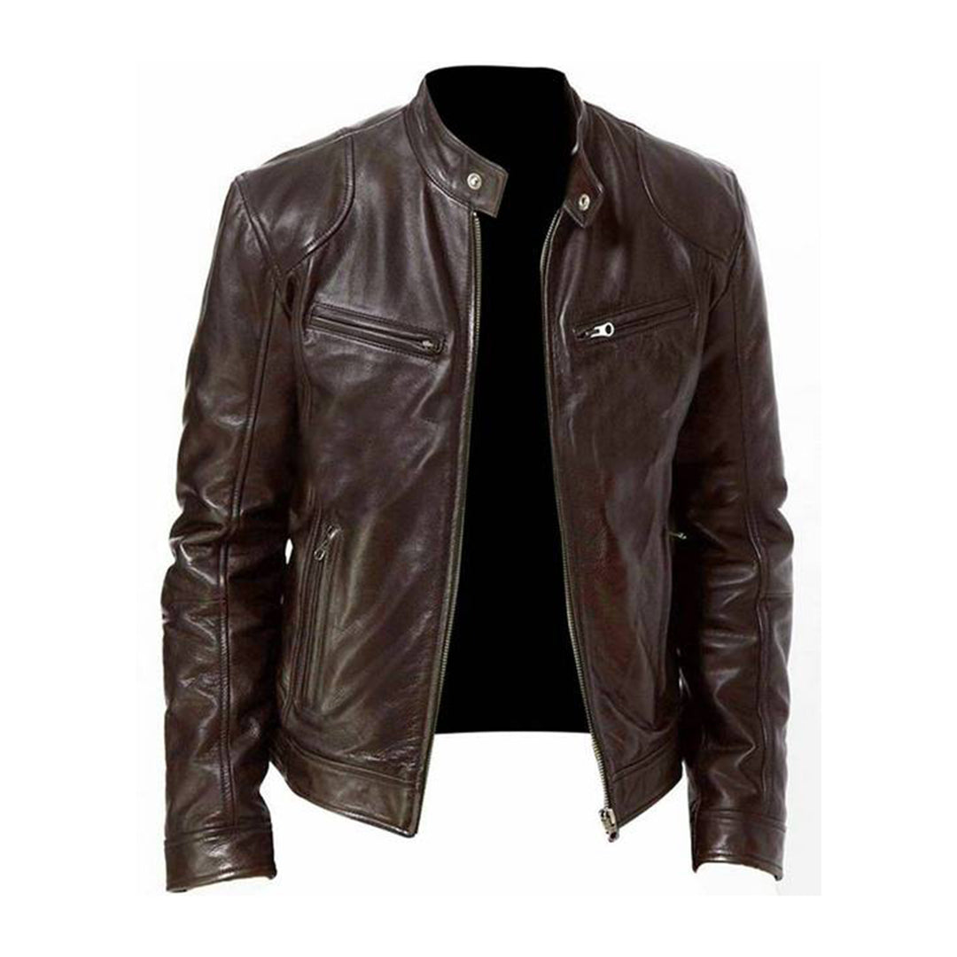 Olvoria | Men's Genuine Leather Moto Jacket