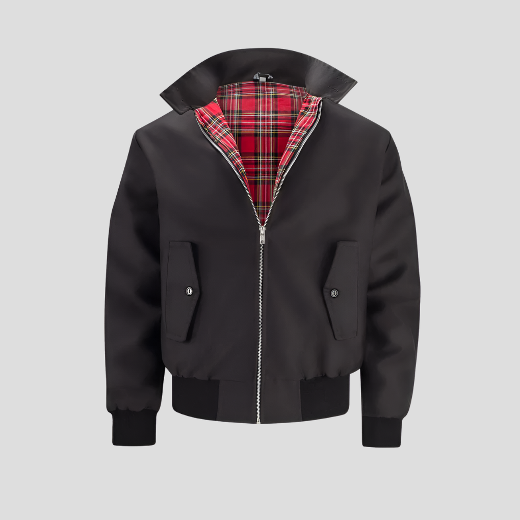 Olvoria | Men's Harrington Jacket with Tartan Lining