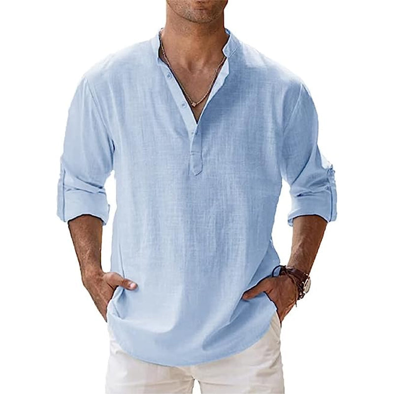 Olvoria | Men's Henley Shirt with Button Detail
