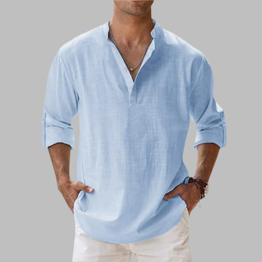 Olvoria | Men's Henley V-Neck Summer Shirt