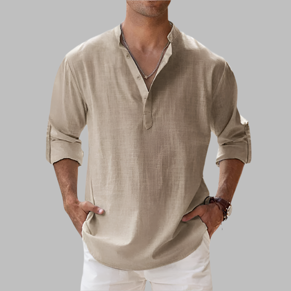 Olvoria | Men's Henley V-Neck Summer Shirt