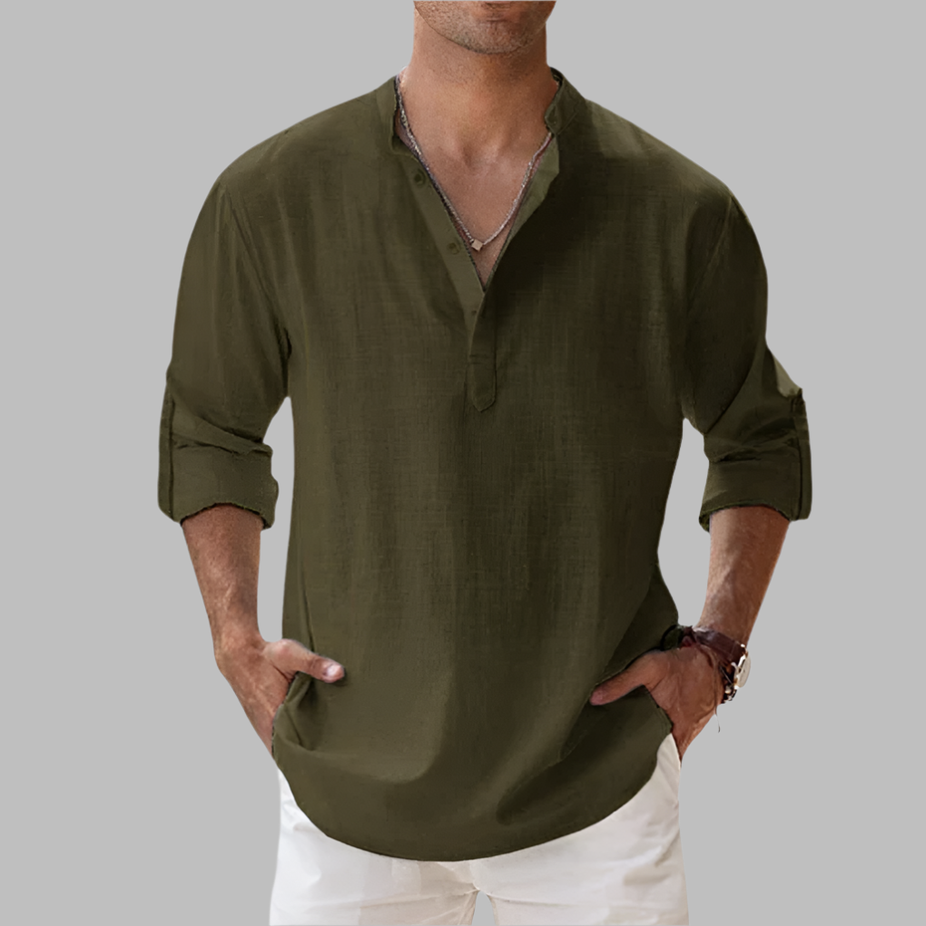 Olvoria | Men's Henley V-Neck Summer Shirt