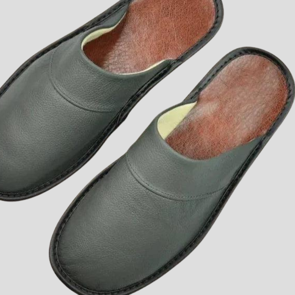 Olvoria | Men's Leather Mules - Slip-On Comfort