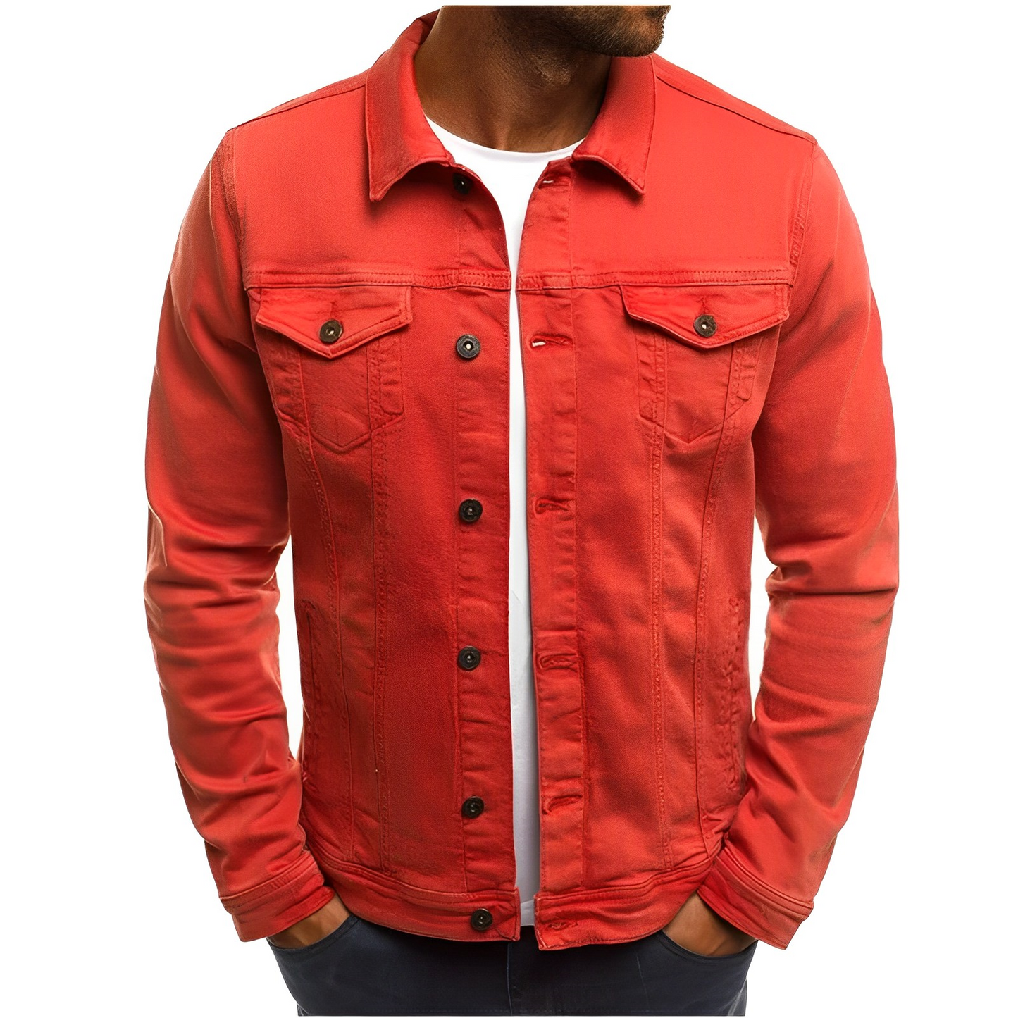 Olvoria | Men's Lightweight Denim Jacket with Chest Pockets