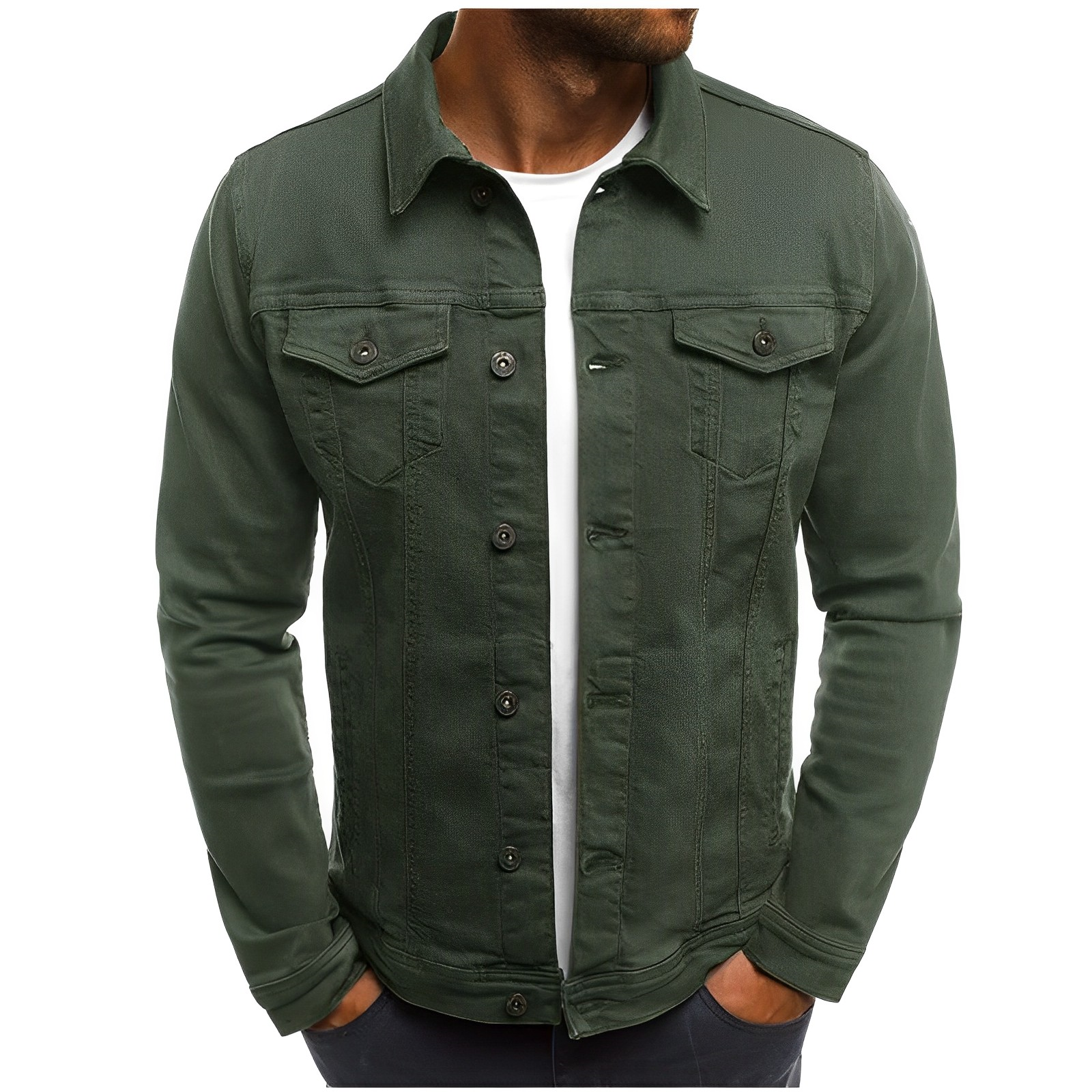Olvoria | Men's Lightweight Denim Jacket with Chest Pockets