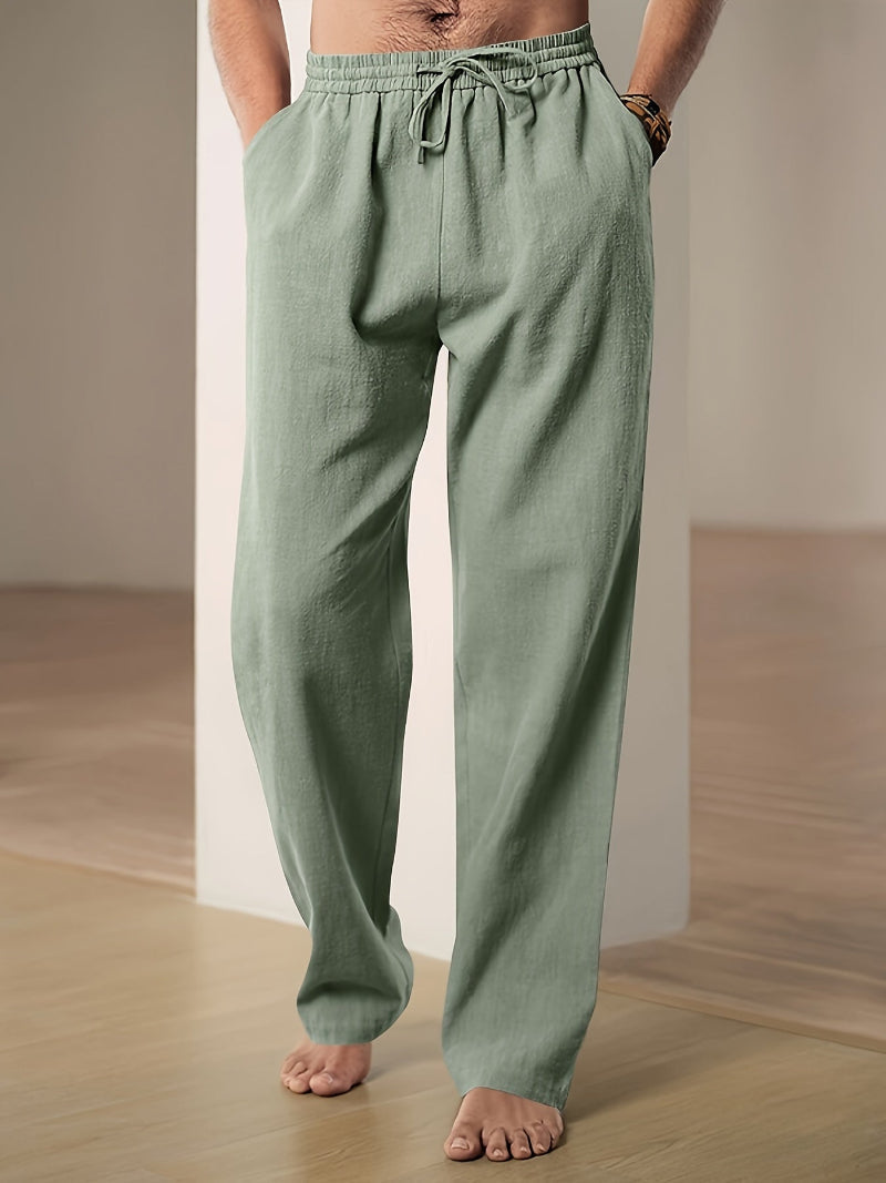 Olvoria | Men's Linen Blend Drawstring Pants