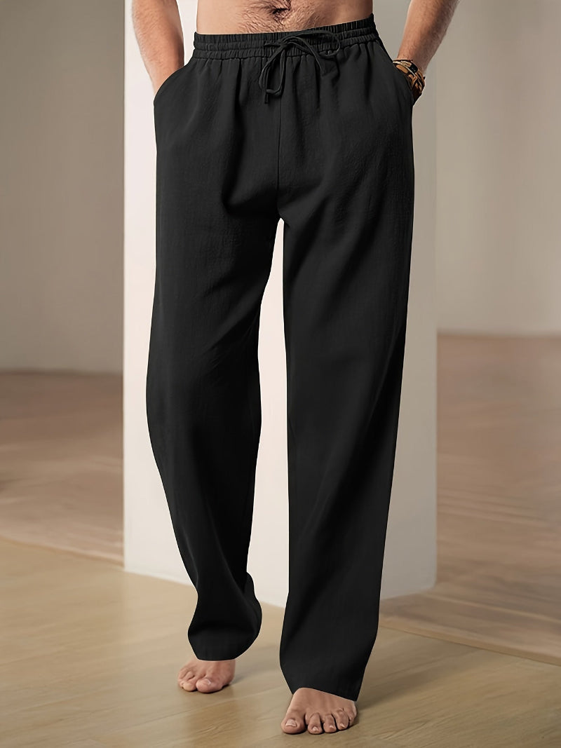 Olvoria | Men's Linen Blend Drawstring Pants