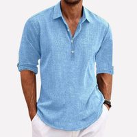 Olvoria | Chemise henley en mélange de lin pour homme