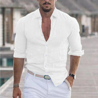 Olvoria | Chemise en lin pour homme avec col rabattu