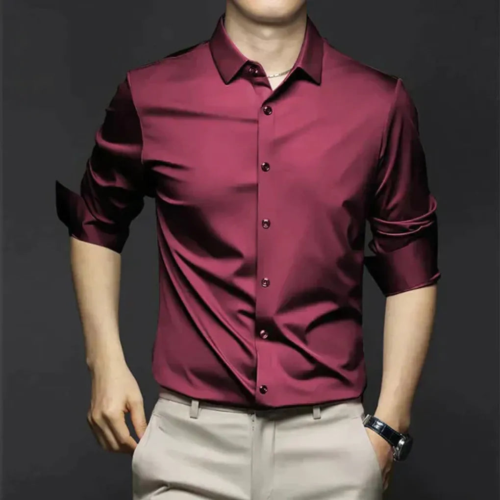 Olvoria | Men's Long Sleeve Dress Shirt – Wrinkle-Resistant