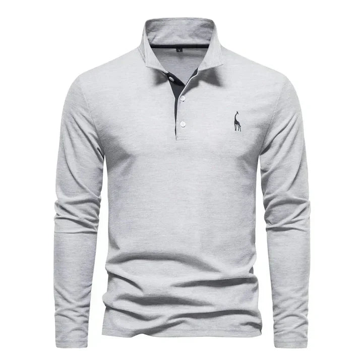 Olvoria | Men's Long Sleeve Embroidered Polo Shirt