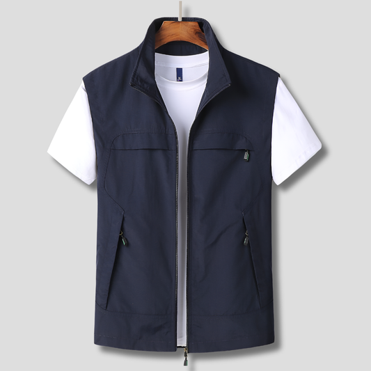Olvoria | Men's Outdoor Zip Vest with Multiple Pockets