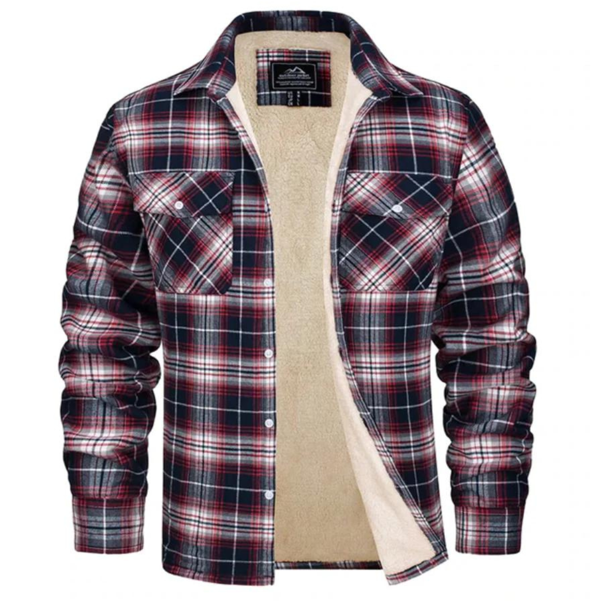 Olvoria | Men's Plaid Fleece Lined Shirt Jacket