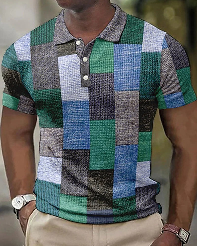 Olvoria | Men's Plaid Print Polo Shirt