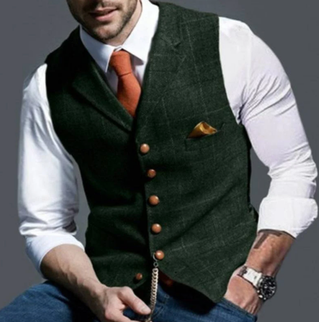 Olvoria | Men's Plaid Vest with Button Front