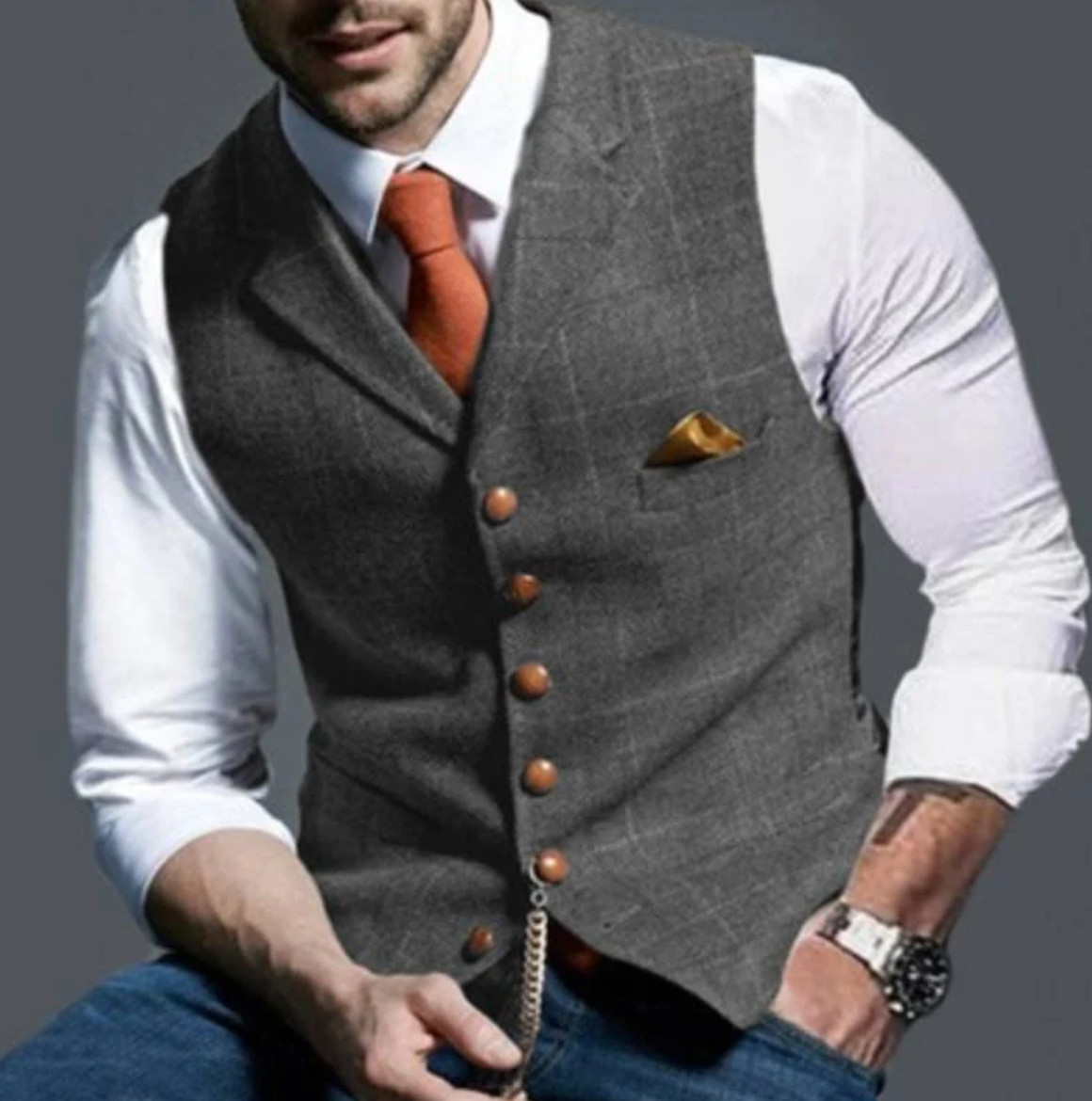 Olvoria | Men's Plaid Vest with Button Front