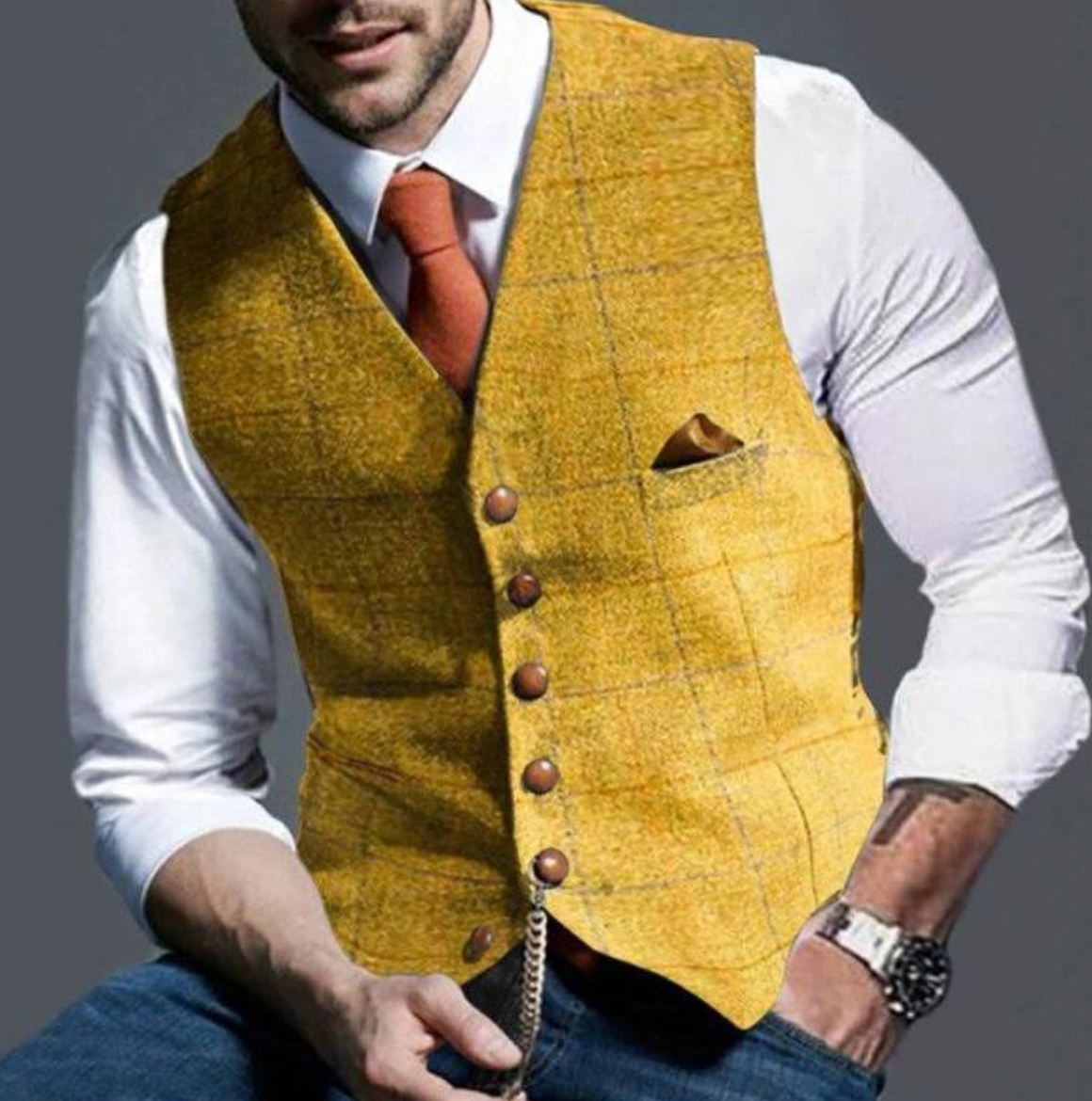 Olvoria | Men's Plaid Vest with Button Front