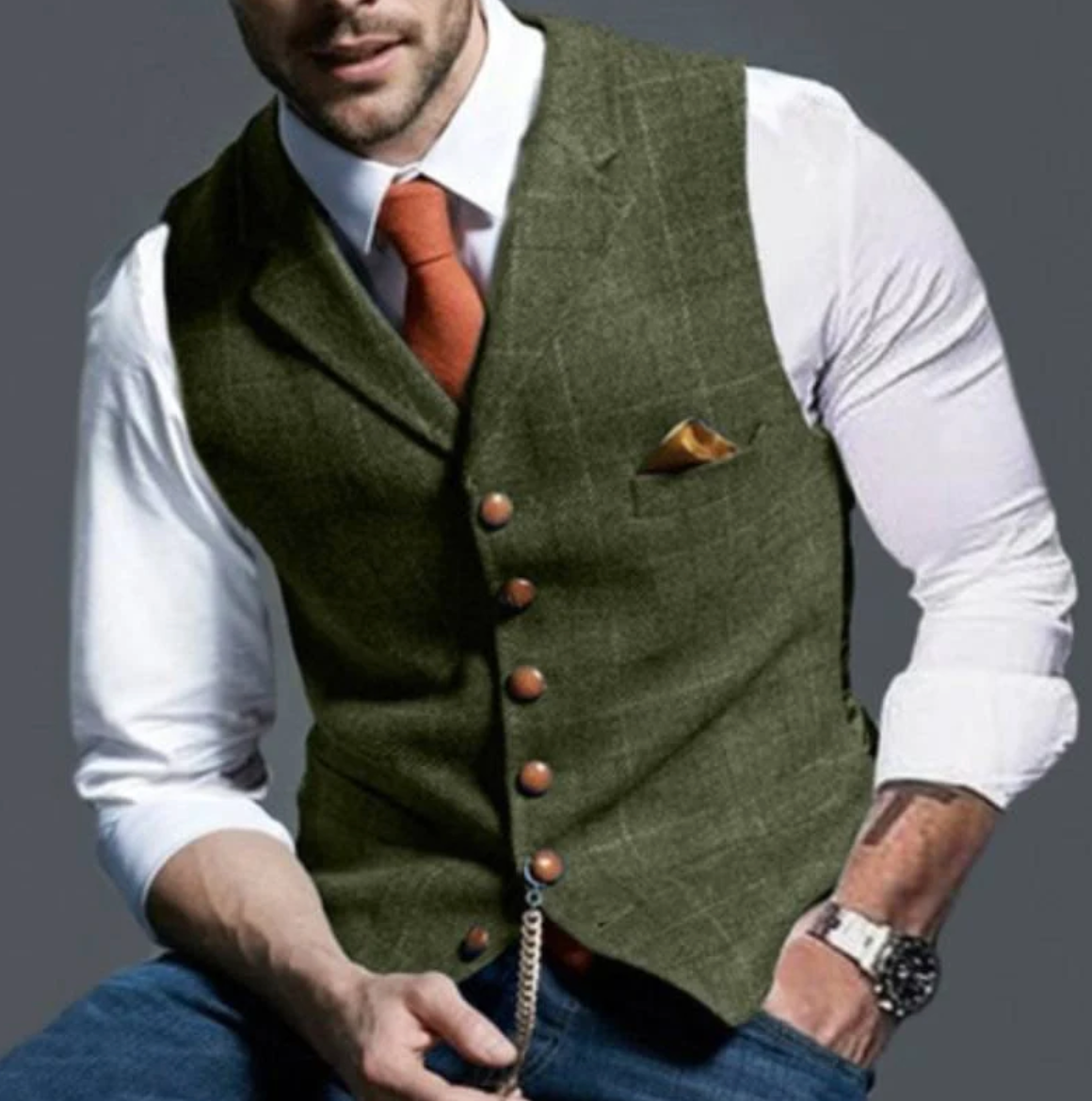 Olvoria | Men's Plaid Vest with Button Front