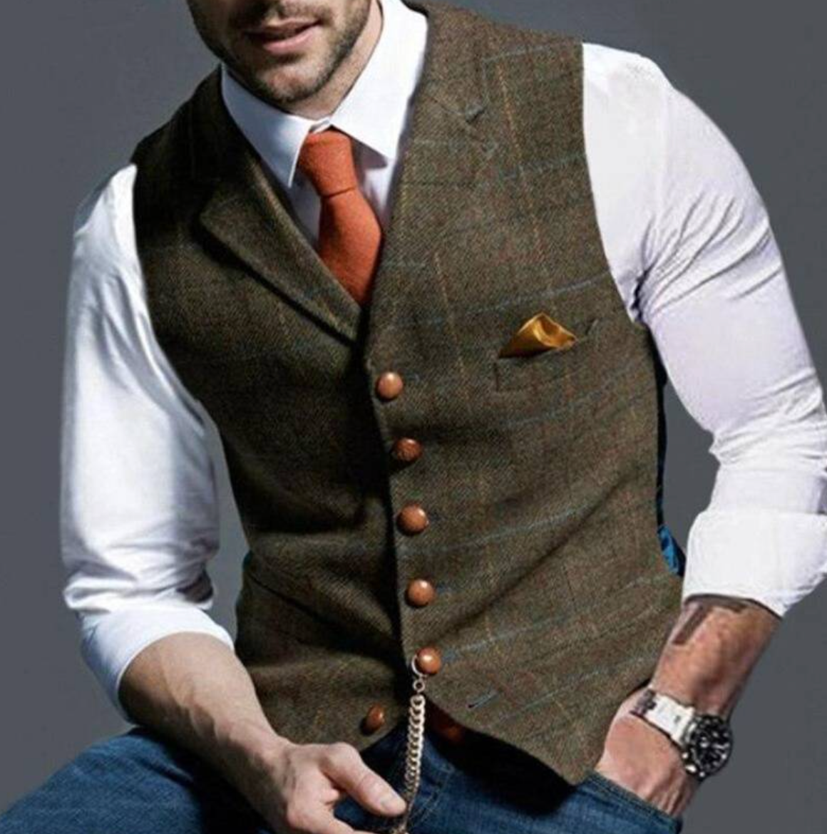 Olvoria | Men's Plaid Vest with Button Front