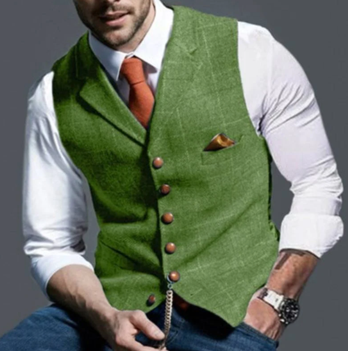 Olvoria | Men's Plaid Vest with Button Front