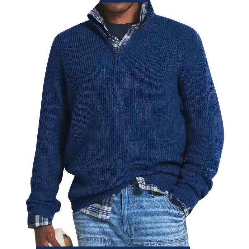 Olvoria | Men's Quarter-Zip Ribbed Knit Sweater