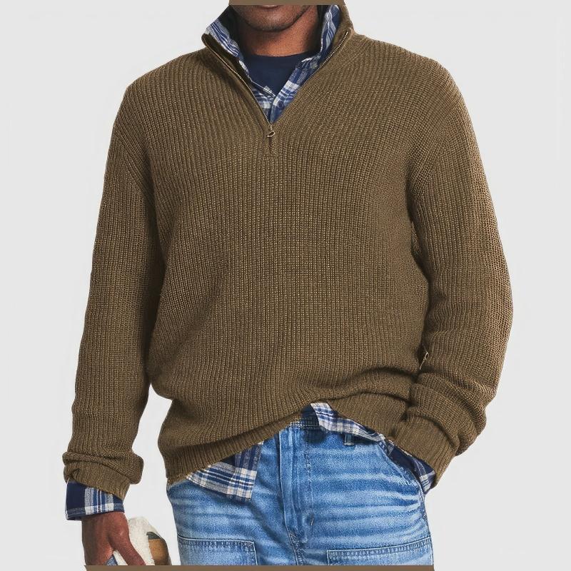 Olvoria | Men's Quarter-Zip Ribbed Knit Sweater