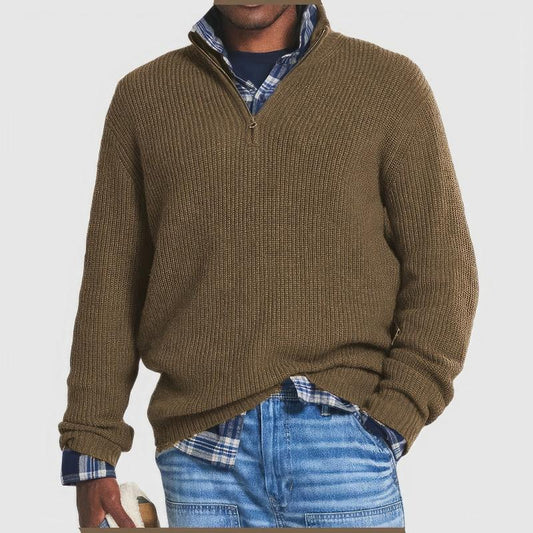 Olvoria | Men's Quarter-Zip Ribbed Knit Sweater