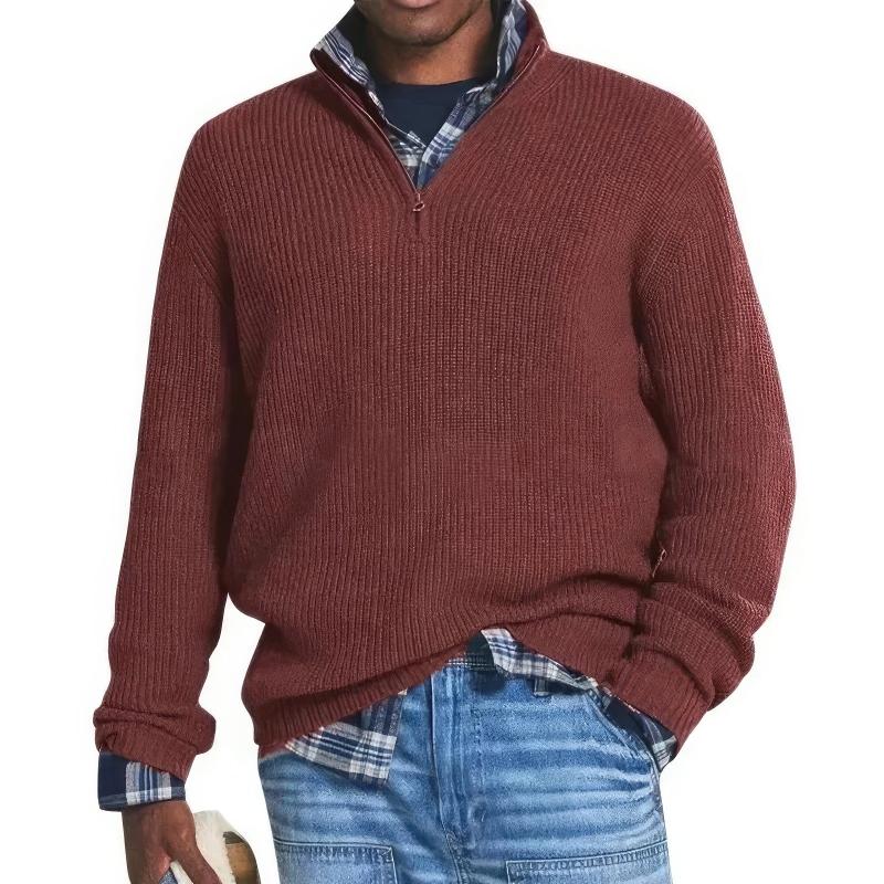 Olvoria | Men's Quarter-Zip Ribbed Knit Sweater
