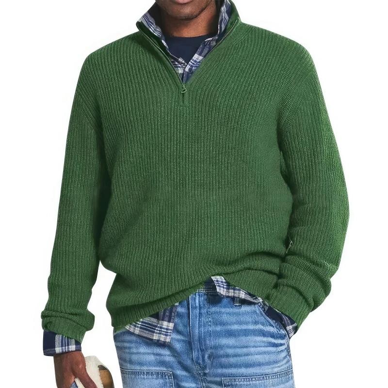 Olvoria | Men's Quarter-Zip Ribbed Knit Sweater