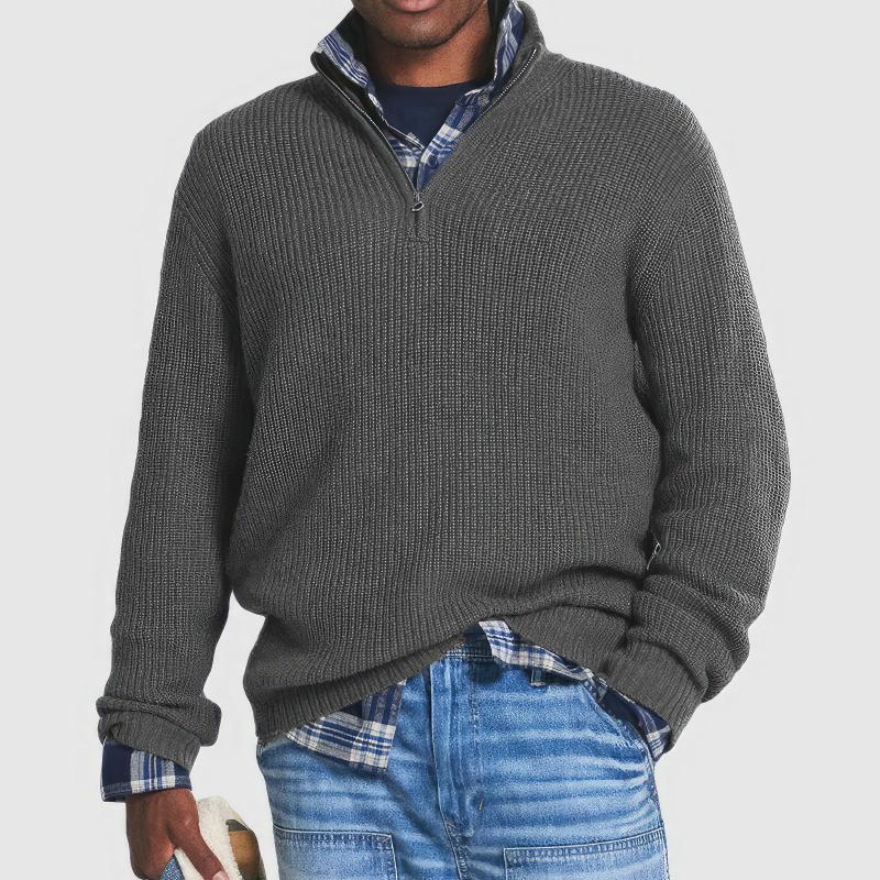 Olvoria | Men's Quarter-Zip Ribbed Knit Sweater