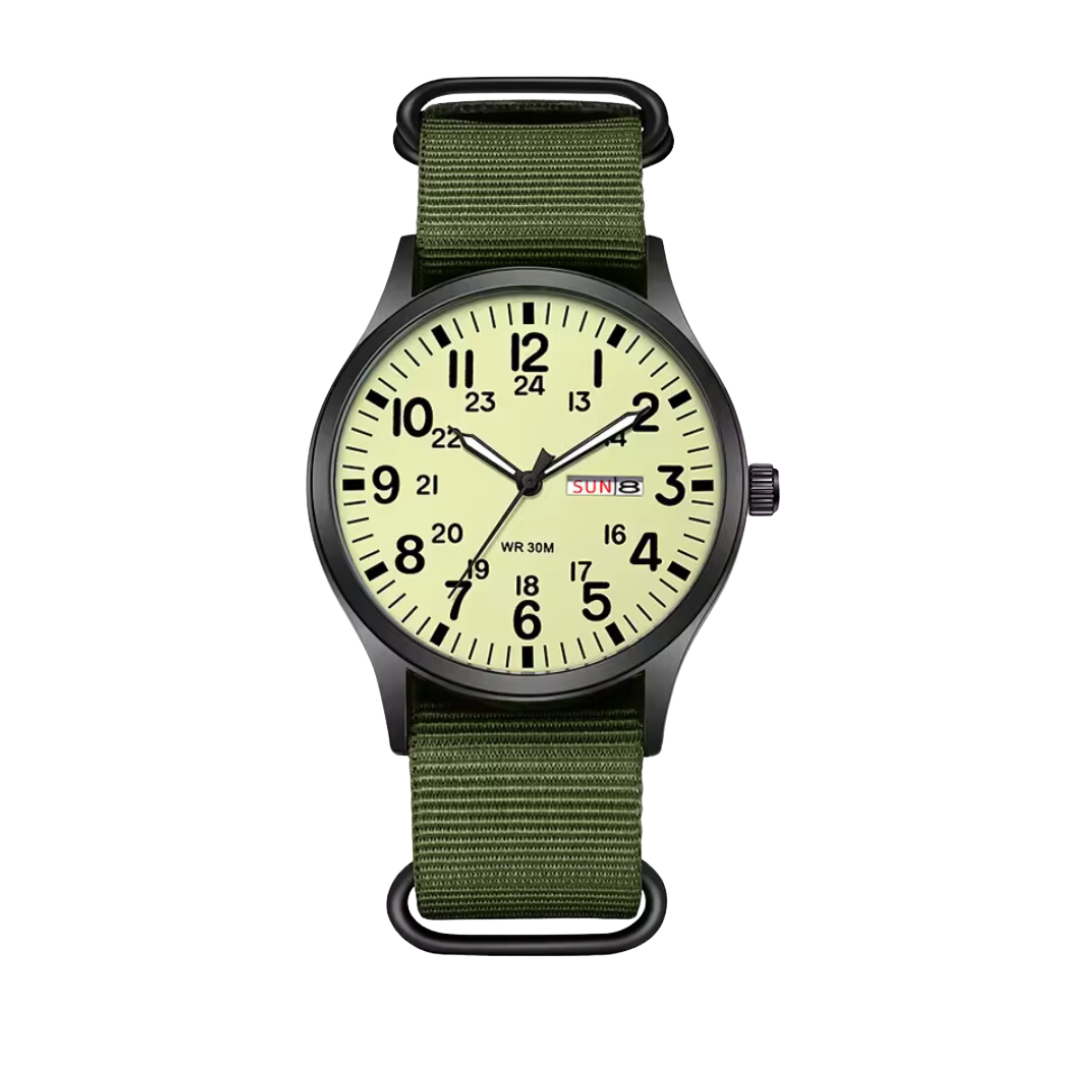 Olvoria | Men's Robust Outdoor Watch – Waterproof Military Style in Stainless Steel