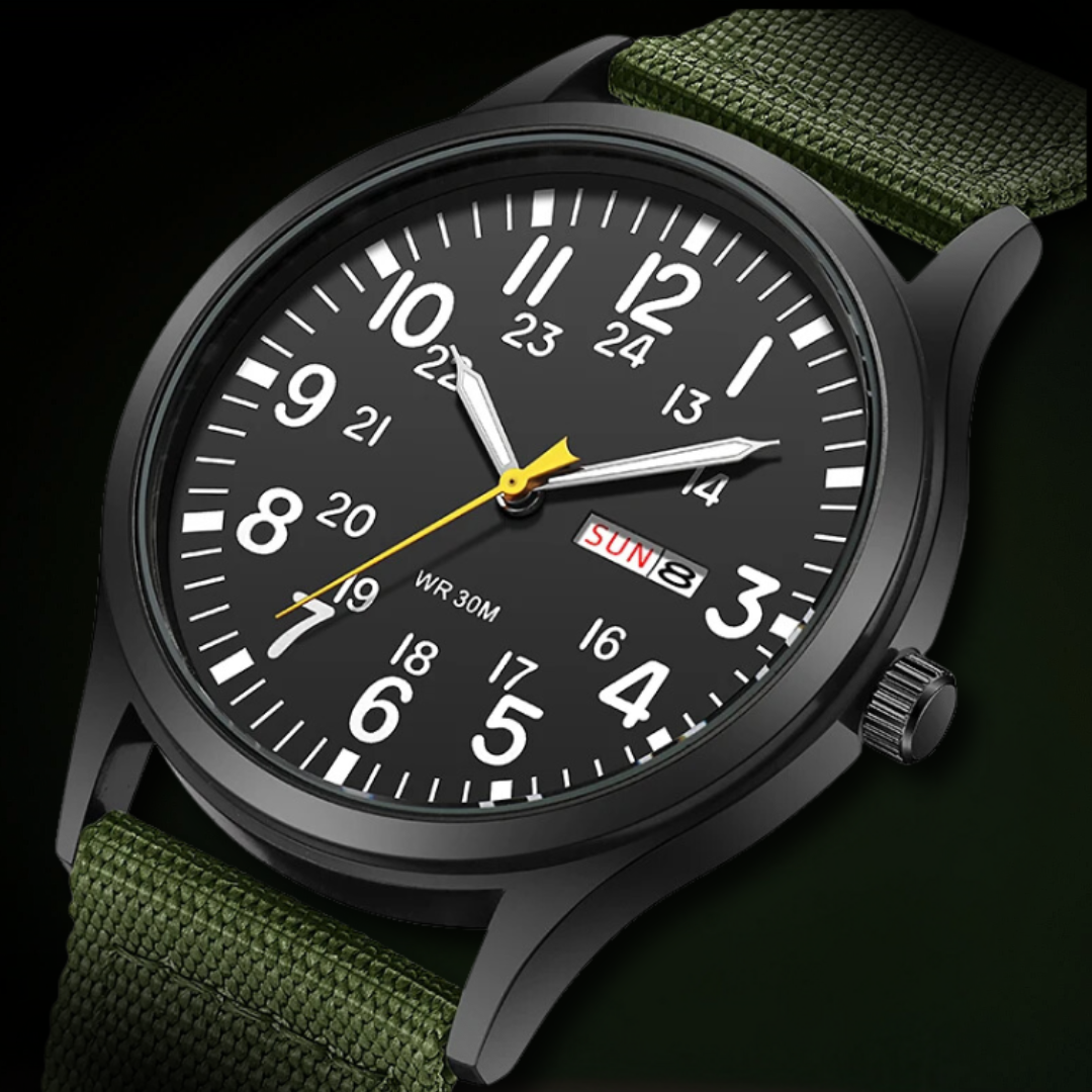 Olvoria | Men's Robust Outdoor Watch – Waterproof Military Style in Stainless Steel